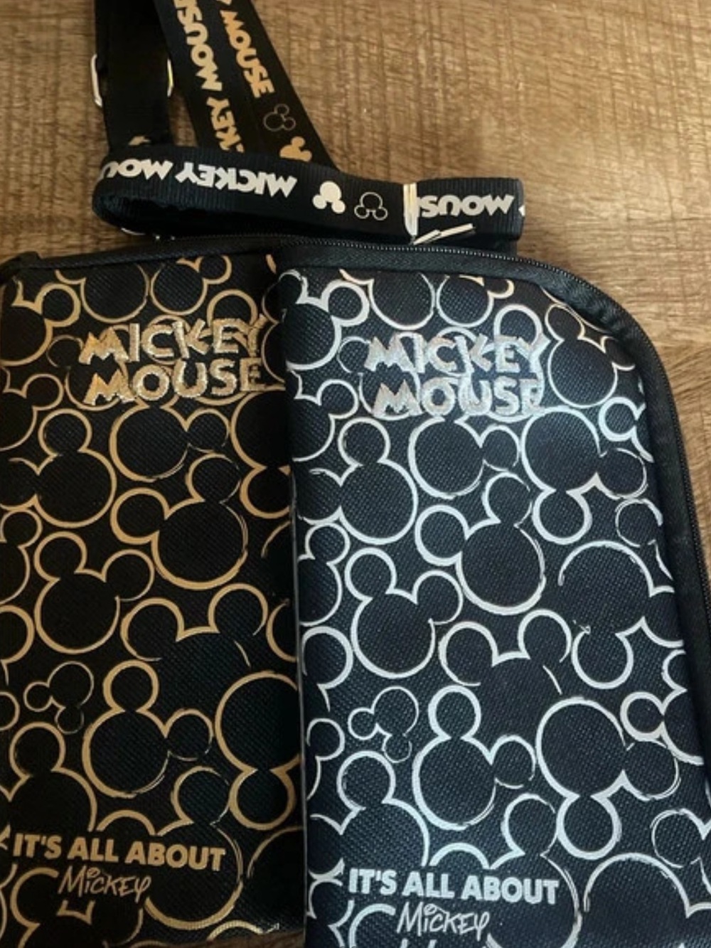 “New Without Tags” (2) Disney ID/Phone/Money Holder Pouches. (1-Gold & 1-Silver)